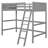 Solid Wood Twin Loft Bed with Ladder, Sturdy Pine Frame, Gray – Space-Saving Elevated Twin Bed