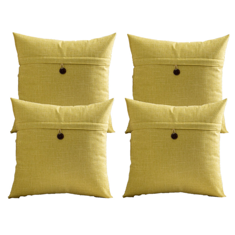 Housses de coussin rétro à un bouton, Jaune, H 18 po x l 18 po x P 1 po, Housse de coussin seulement - sans coussin