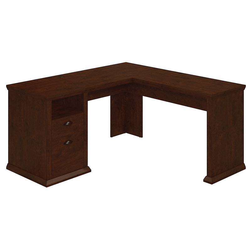 Palaksh L-Shaped Executive Desk, Antique cherry