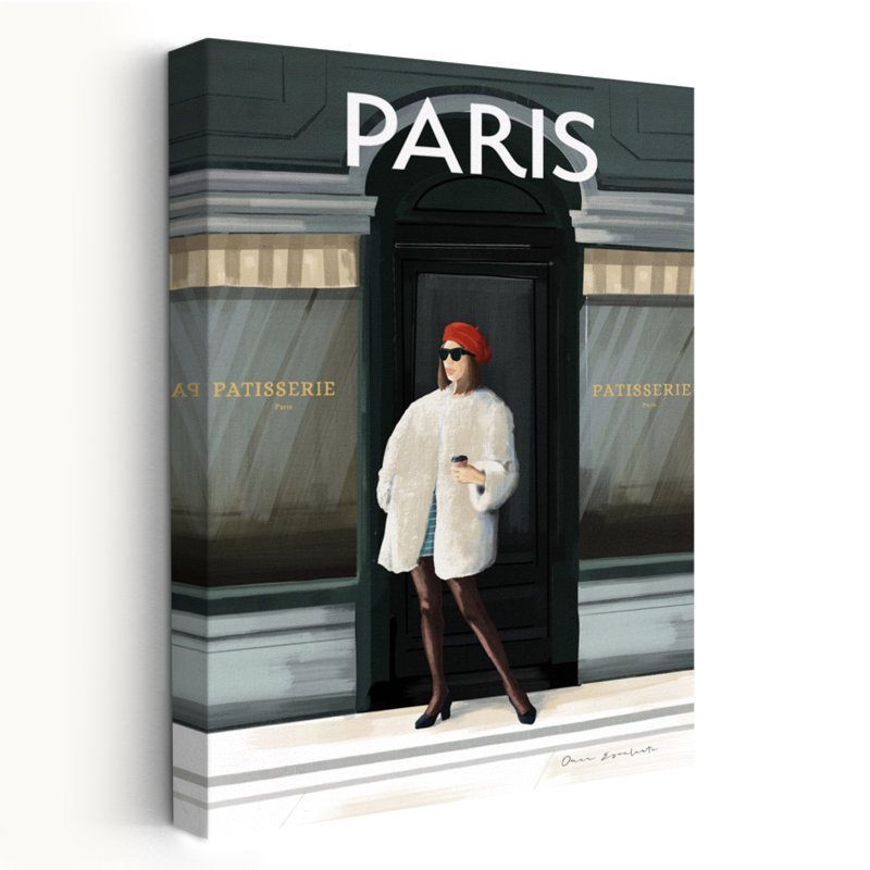 «Girl In Paris II - Adventure Berets», art noir et brun, H 24 po x l 16 po