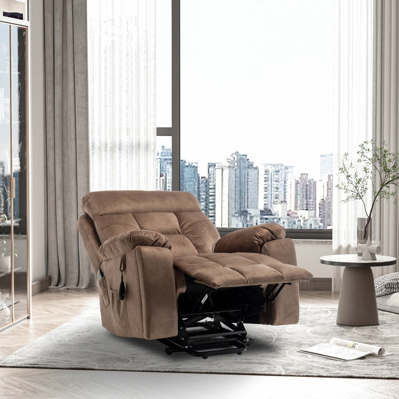 Chiraag Upholstered Heated Massage Chair, Coffee Velvet