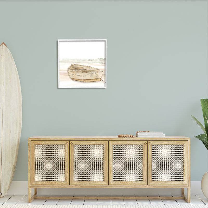 " Sand Dollar Logged Rowboat Ready To Sail Horizon " by Patricia Pinto Painting Print, 24" H x 24" W x 1.5" D