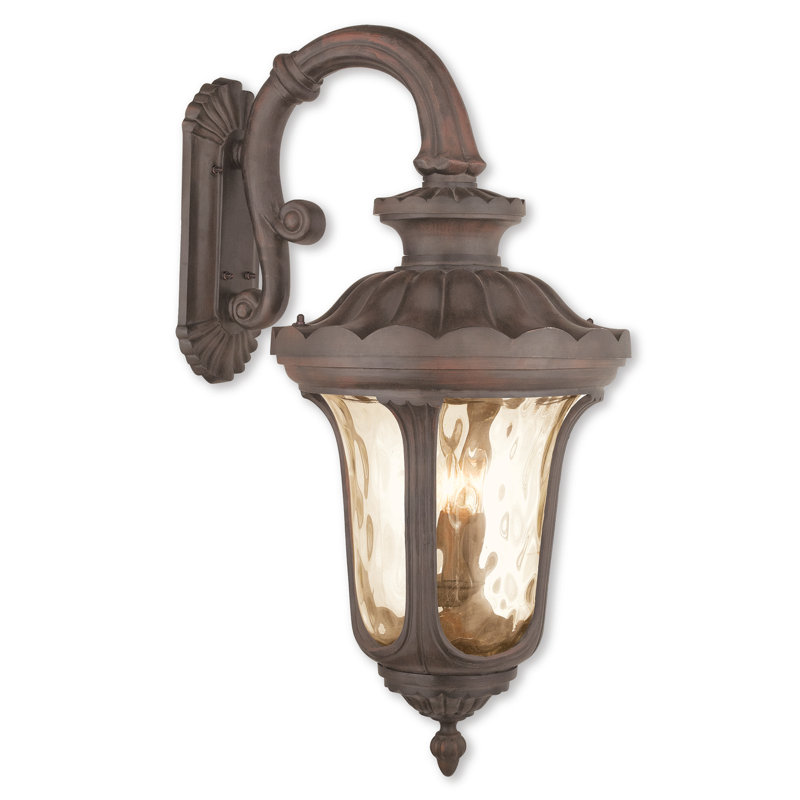 Lanterne murale d'extérieur 4 lumières Arelene, Bronze impérial, Ambre
