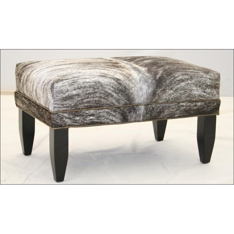 Leather Ottoman, Croc Gator Brown, Brushy Bayou