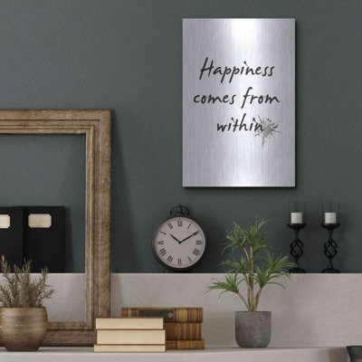 "Happiness" par Design Fabrikken - Art textuel sur métal sans cadre