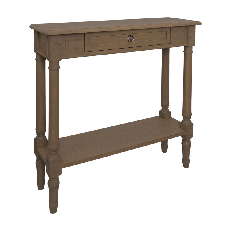 31.5" Narrow Wood Console Table With Drawer, Brown
