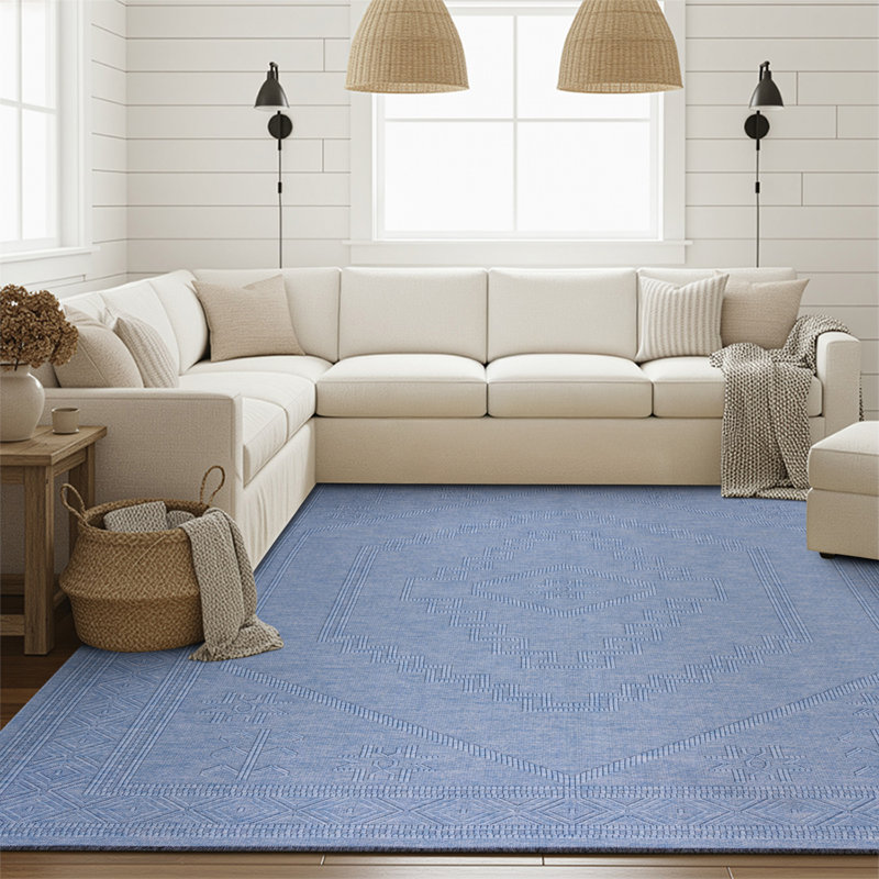 Tapis bleu antidérapant Breleigh, Rectangle 8 pi 10 po x 12 pi 2 po