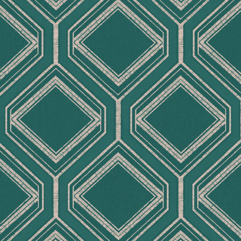 Superfresco Savile Row Geometric Metallic Wallpaper, Teal