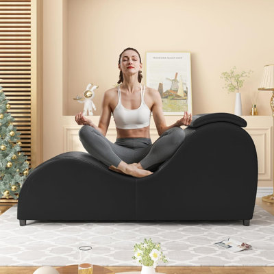 Canapé de 61 po pour chaise longue de yoga d'intérieur pour adultes qui s'étend de la relaxation, chaises longues polyvalentes avec coussin de tête réglable pour les petits espaces
