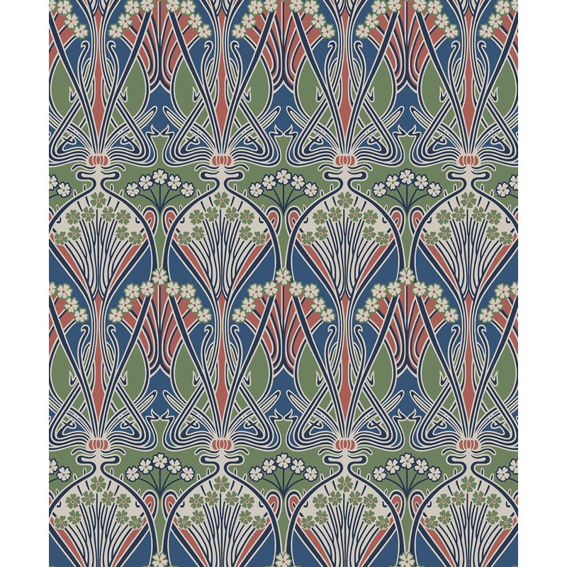 Etten Studios Ebony & Aqua Dragonfly Damask Nonwoven Unpasted Wallpaper, Mauve/Sage