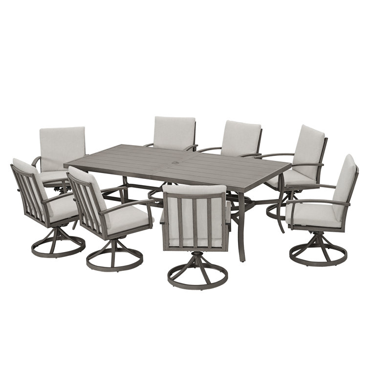 Whittlesey Rectangular Aluminum Dining Set with Cushions