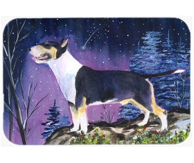 Planche à découper en verre mauve et Bull terrier Winston porter