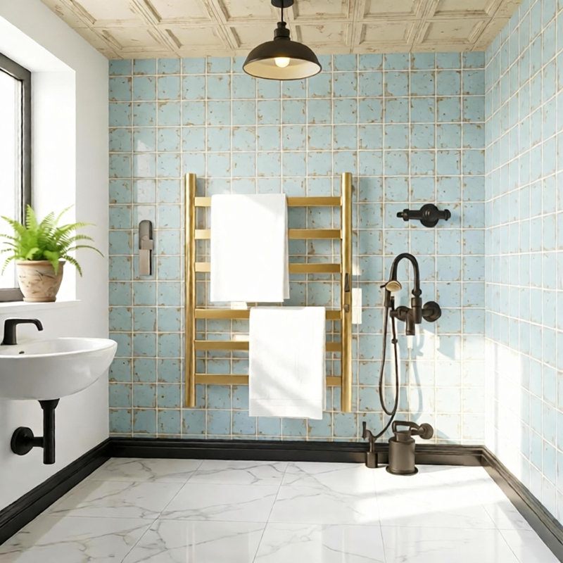Chauffe-serviettes mural pour salle de bain, modèles câblés ou à brancher, or désert, neuf