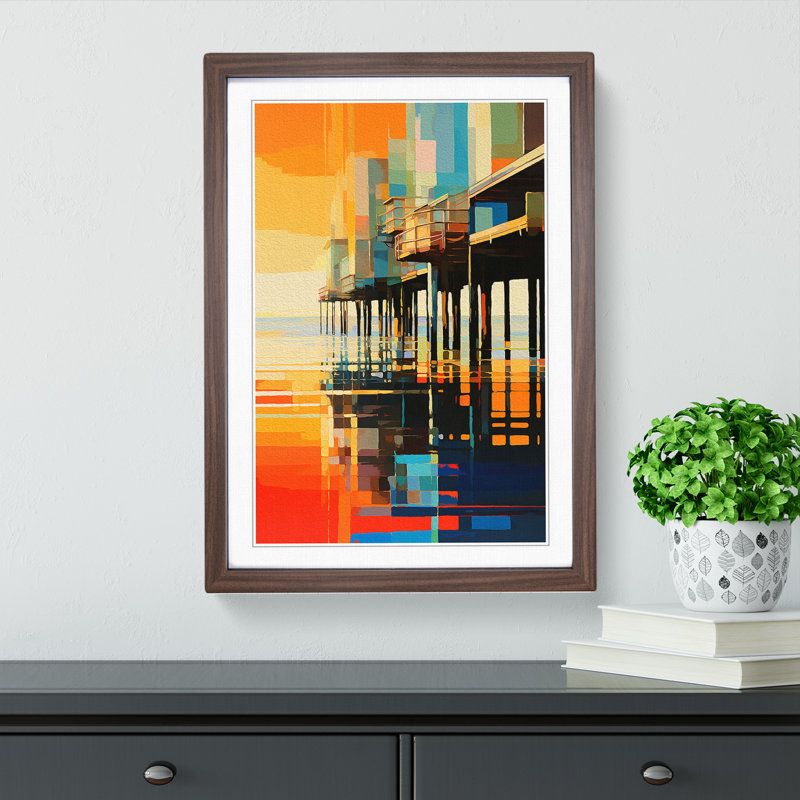 Pier Pier Orphism - Single Picture Frame Print on Wood, Walnut Framed, 64cm H x 46cm W