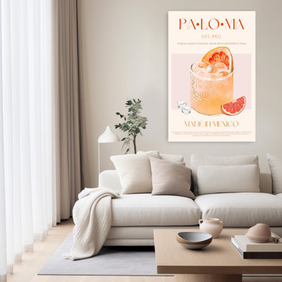«Classic Paloma Cocktail», rétro, rétro, fruits, art mural