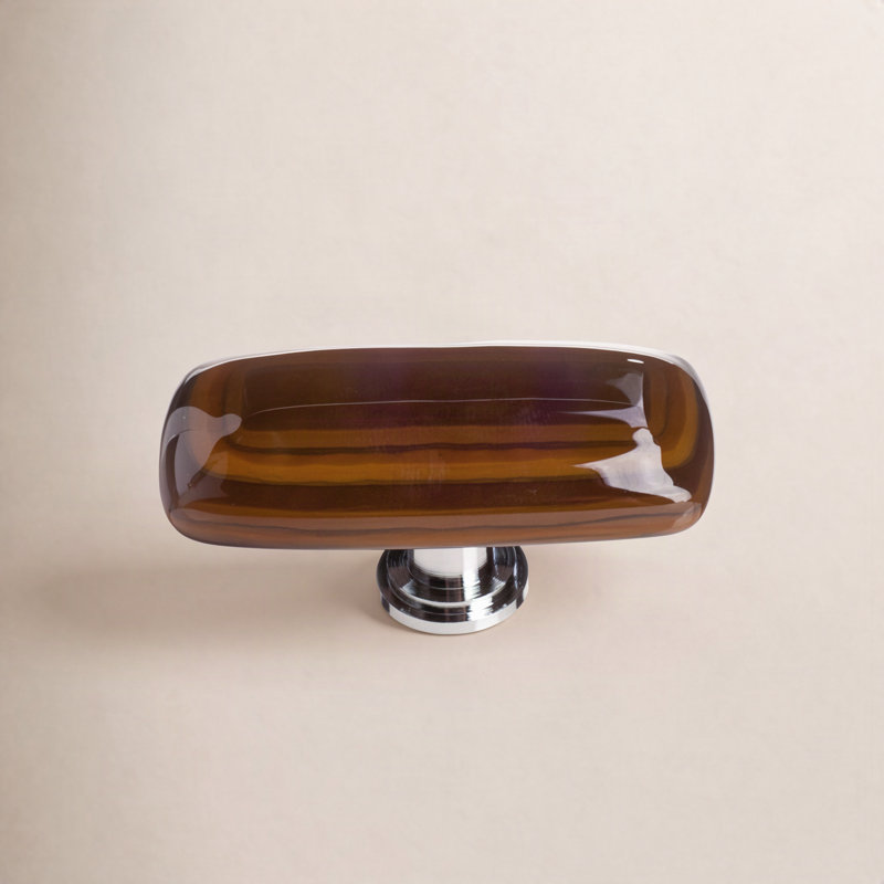 Stratum Rectangular Knob, Woodland/Umber, Polished Chrome