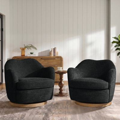 Volk 31"W Modern Boucle Swivel Accent Chair with Fully Assembled