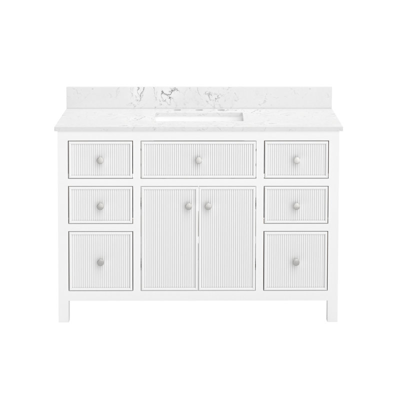 Ensemble de meuble-lavabo simple 48 po avec plateau en bois massif, 48"