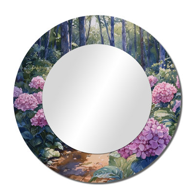Hydrangeas In The Forest Path - Floral Mirror Wall Decor - Printed On Metal