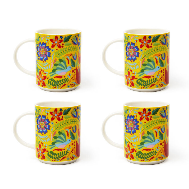 Mexican Flowers Porcelain Teacup