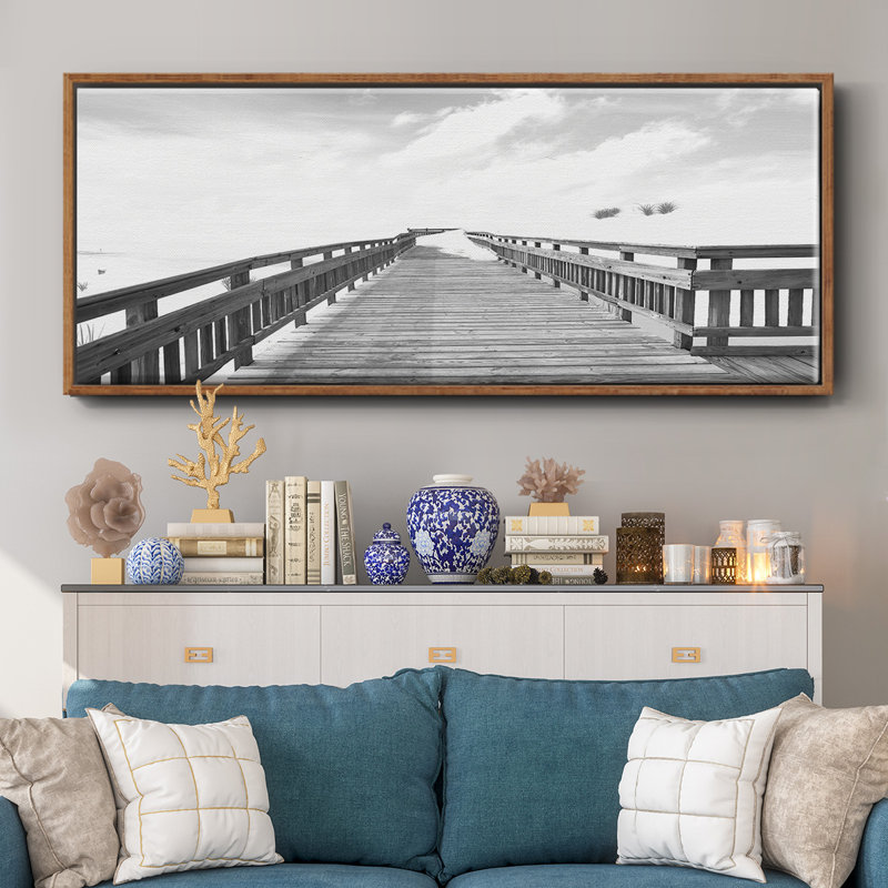 Beach- Framed Canvas 129398GGWC, Noyer, H 12 po x l 30 po x P 1,5 po