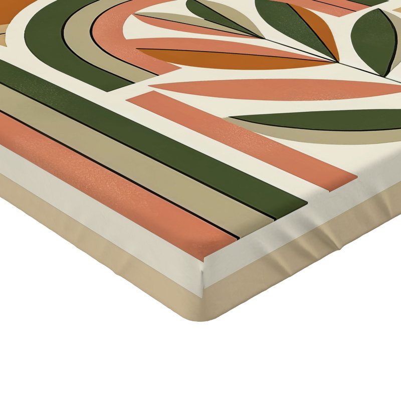 Drap-housse Ambesonne Monstera_ Boho Mid Century Abstract_ rouille foncé beige vert, Drap-housse simple TG