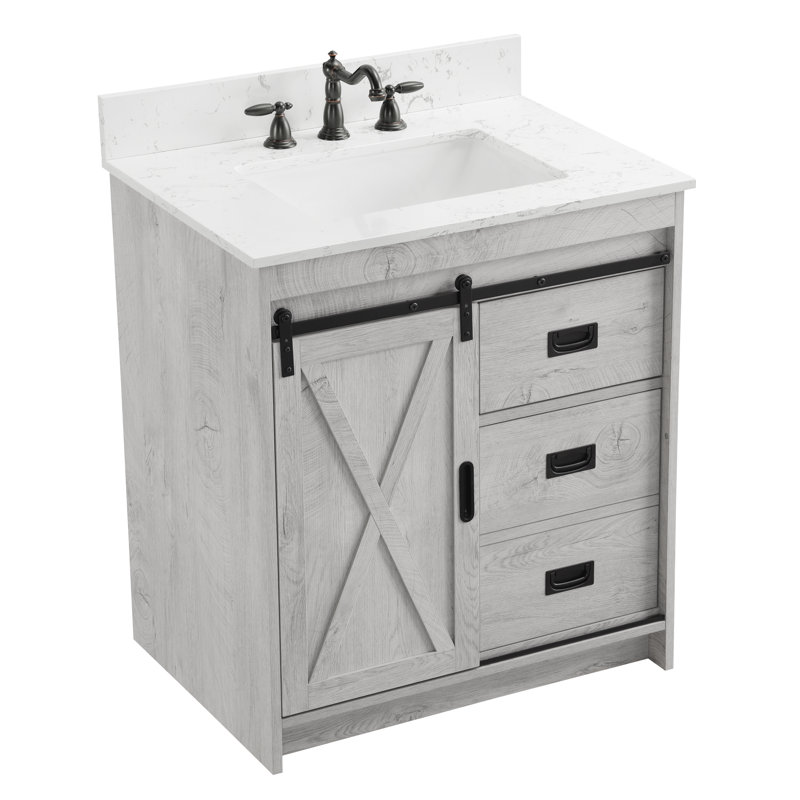 Ensemble de meuble-lavabo simple 30 po Jillian, Blanc délavé