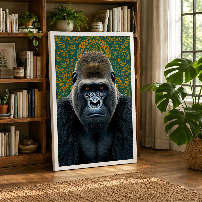 Dignified Gorilla Portrait Modern - Wrapped Canvas, Cream Border, 30x20 - 76.2 x 50.8 cm