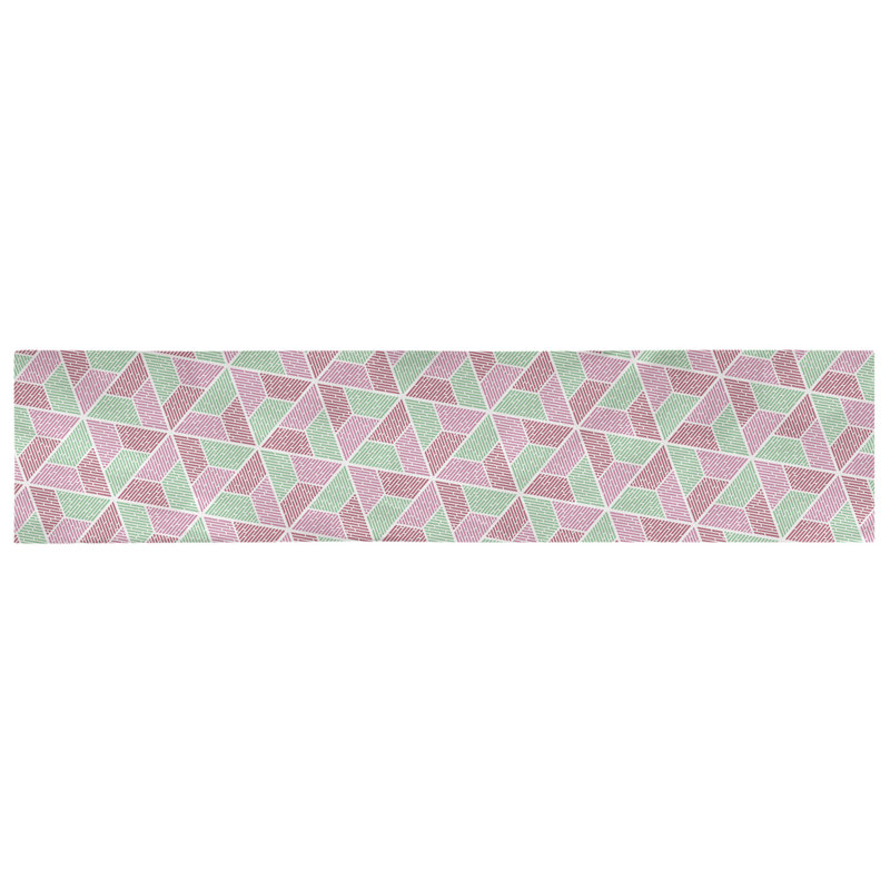 Chemin de table Avicia, 90 po x 16 po, Vert / Rose / Rouge, Polyester