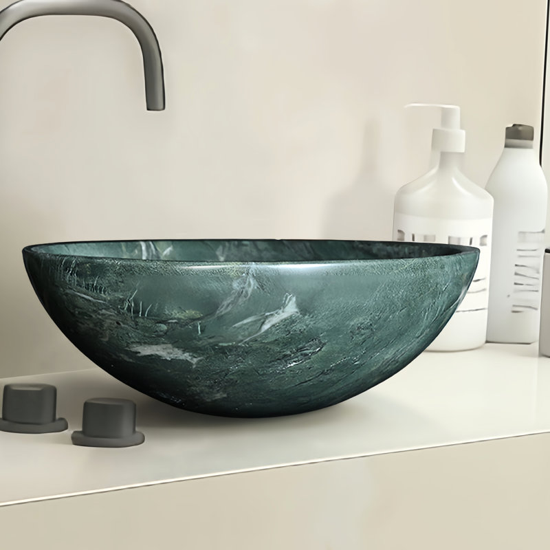 Vasque en marbre naturel pour salle de bain, diamètre 40 cm, profondeur 15 cm, marbre véritable, finition polie, veinage unique, 400 x 150 mm, pièce unique, finition artisanale.
