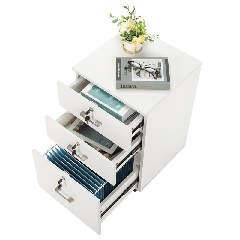 Arieliz 15.75'' Wide 3 -Drawer Mobile File Cabinet, White