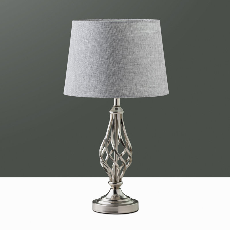 Zoey 49Cm Twist Metal Grey Silver Metal Table Lamp, Silver