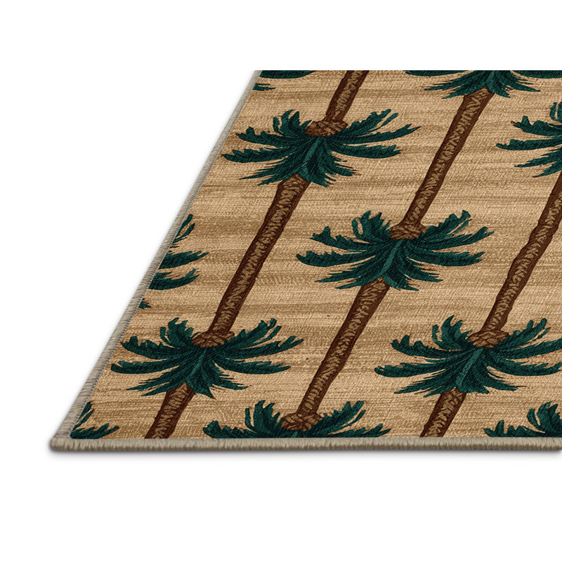 Washable Palm Groups Hawaiian Area Rug, Rectangle 7' x 10'