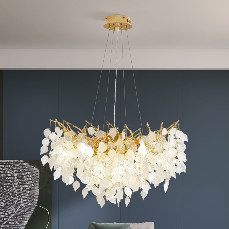Lustre en cristal doré à 10 lumières Tyvaughn 