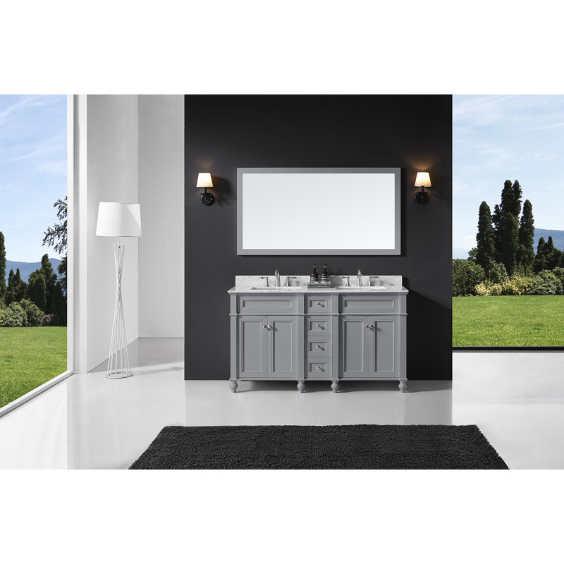 Ensemble de meuble-lavabo double 60 po Pearcy, Gris taupe