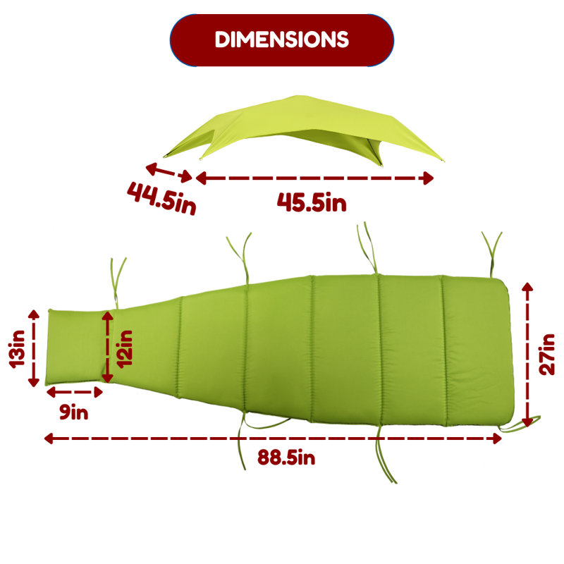 Outdoor 2'' Lounge Chair Seat Cushion, Green