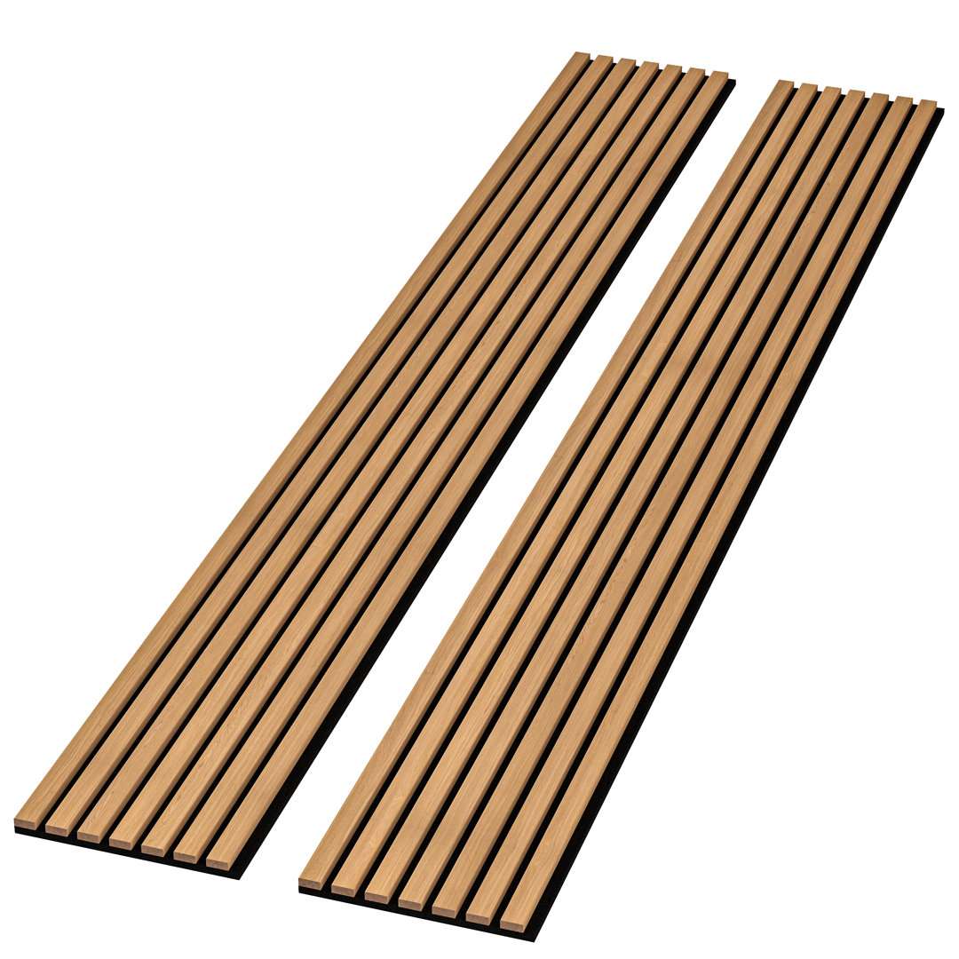 106” L x 12.6” W - 3D Acoustic Soundproof Wood Slat Wall Panel - Decorative Shiplap, Acoustic Wall Tile (Set of 2) e-Joy 