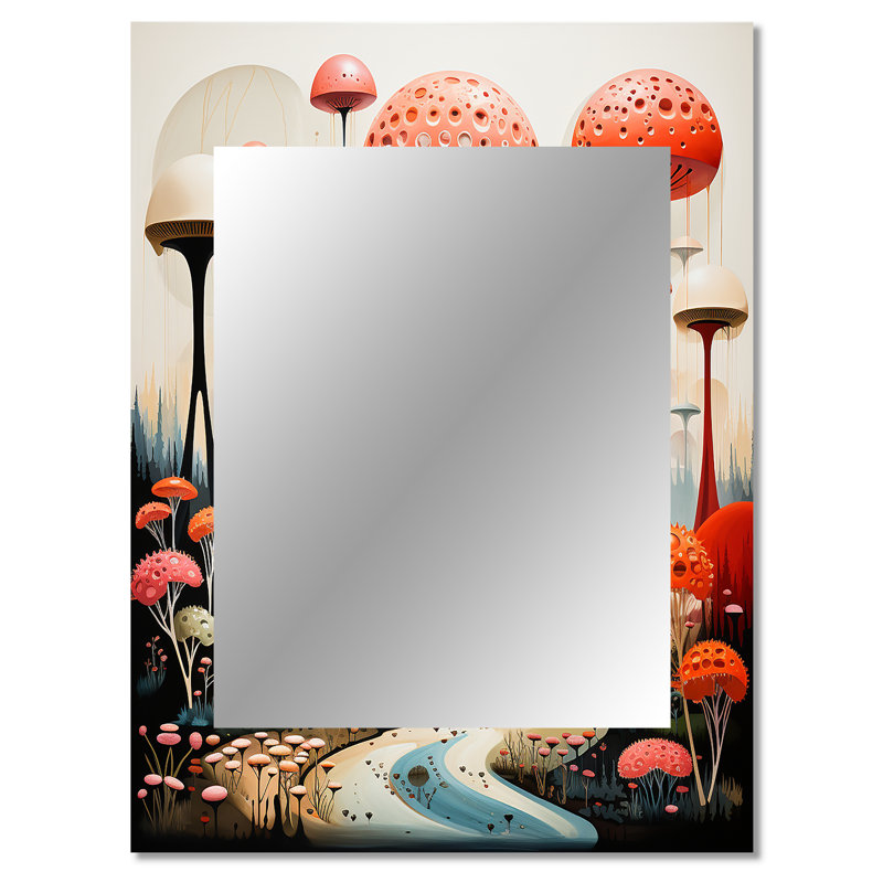 Coloré Mid Mid Century Mid-Century Mushroom Dreams II - Mid-Century Modern Wall Mirror, 40 po x 30 po