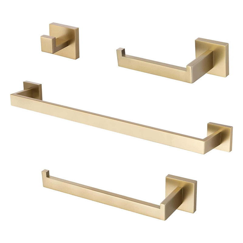 4 - Piece Bathroom Hardware Set, Brushed Gold