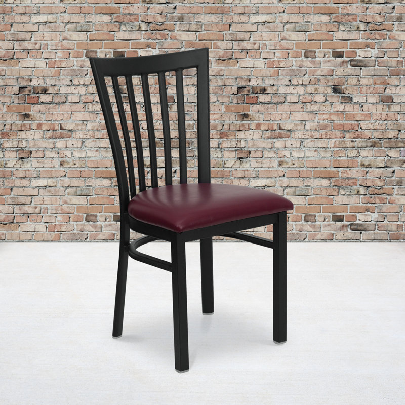 Oliverson School House Back Metal Restaurant Chair, Burgundy Vinyl