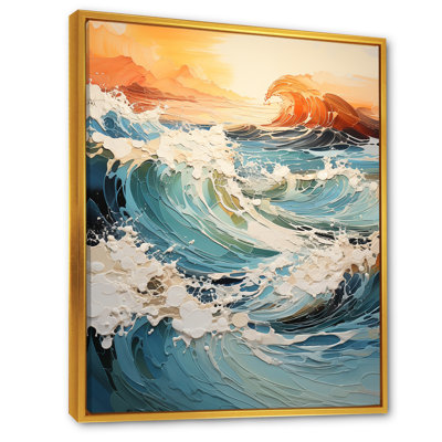 Teal Waves Fight II - Nautique et plage, reproduction d'art sur toile