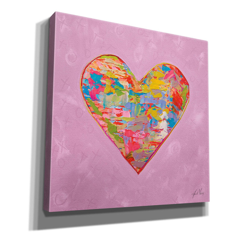 «First Love On Pink» par Jeanette Vertentes, art mural sur toile, H 12 po x l 12 po x P 0,75 po