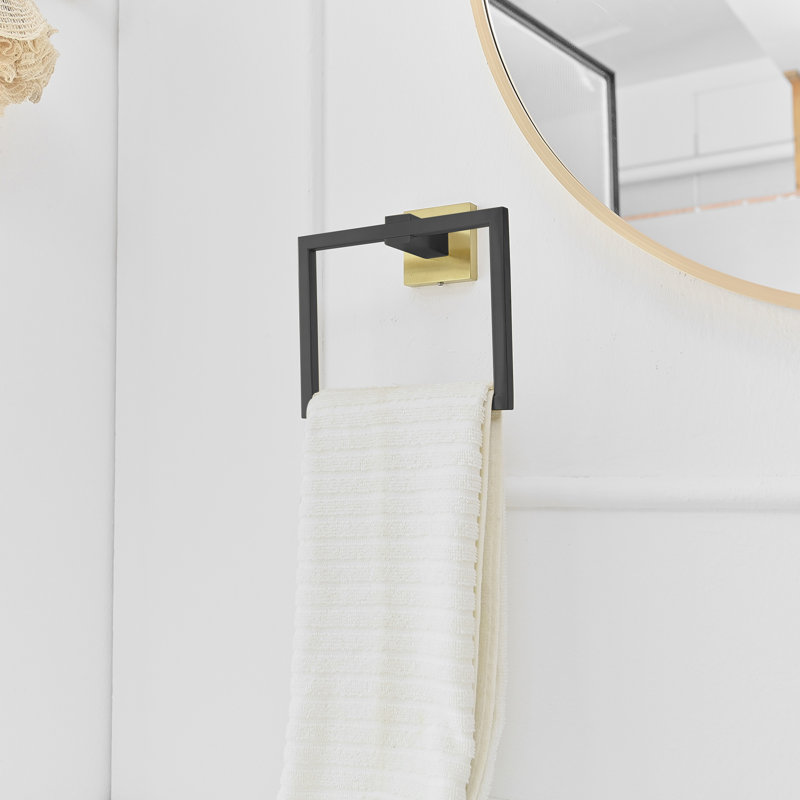 Wall Mounted Square Towel Ring Stainless Steel, Matte Black & Gold