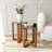 Modern Nesting Tables (2 Pieces), Walnut Color, 15.7 in Diameter x 17.7 in Height & 15.7 in Diameter x 19.7 in Height | 100% Tempered Glass Top, 100% Pine Solid Wood Frame | Stylish & Rustic Design for Home Decor