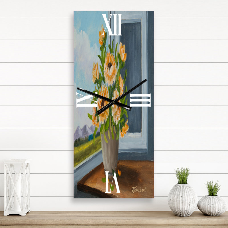 Horloge murale Nature morte avec des fleurs à la fenêtre, Petit