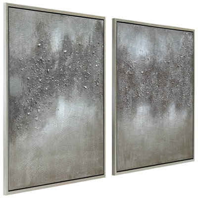 Fog Textured Metallic Hand Painted Canvas Wall Art with Glitter by Martin Edwards