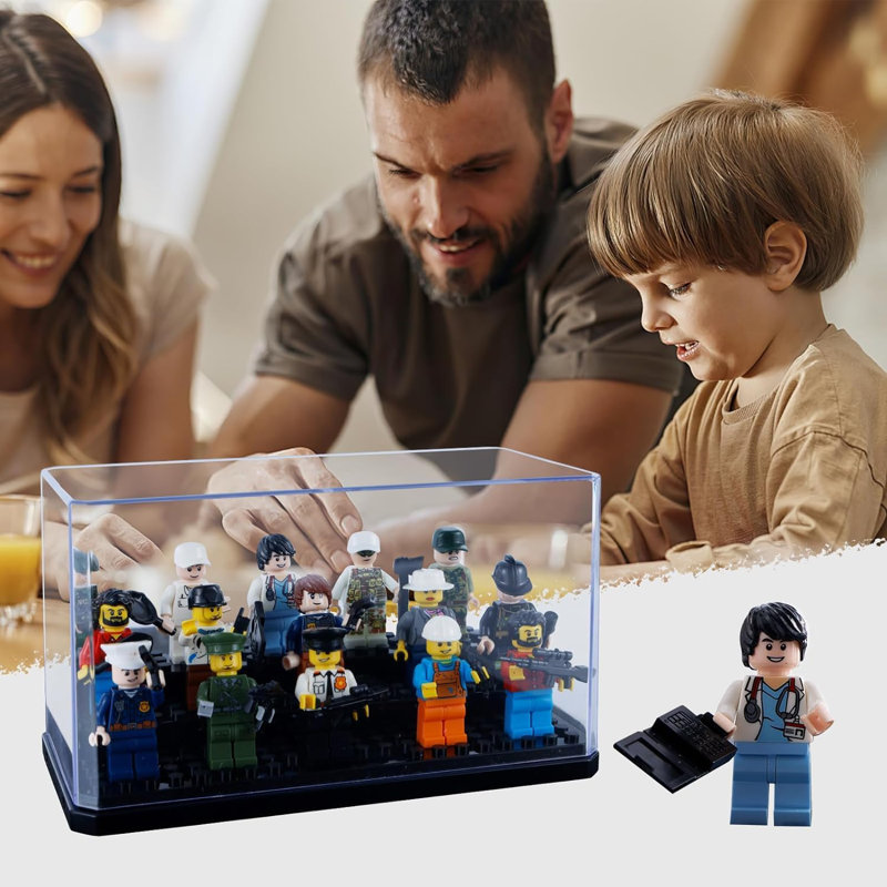 Sized Miniature Display Case For Figures, 2 Pack Building Block Display Cases For Collectibles, Acrylic Display Storage Box, Gift For Action Figure & Miniatures Toys Lovers