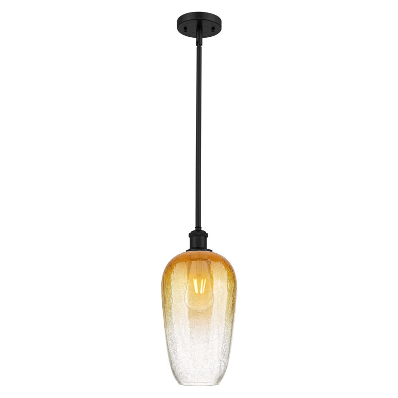 Mini-luminaire suspendu à tige 1 lumière 7 "Ballston - Caroline, Ambre, Noir mat