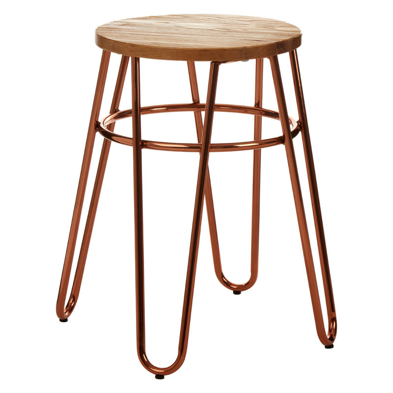 McMahon Metal Accent Stool, Rose Gold
