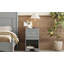 Table de chevet de style rétro avec tiroir et tablette ouverte pour chambre à coucher, table de chevet de style rétro avec design classique et poignée en métal, gris